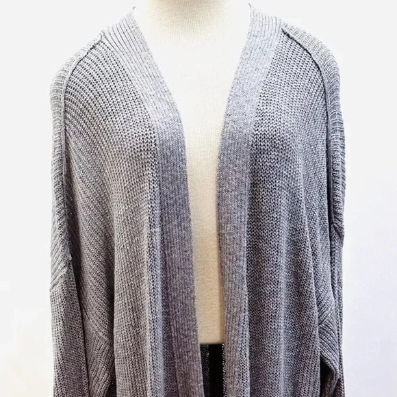 NWT SONOMA Women Long Sleeve Open Front Knit Gray Long Cardigan Sweater Size 3X - Picture 1 of 12